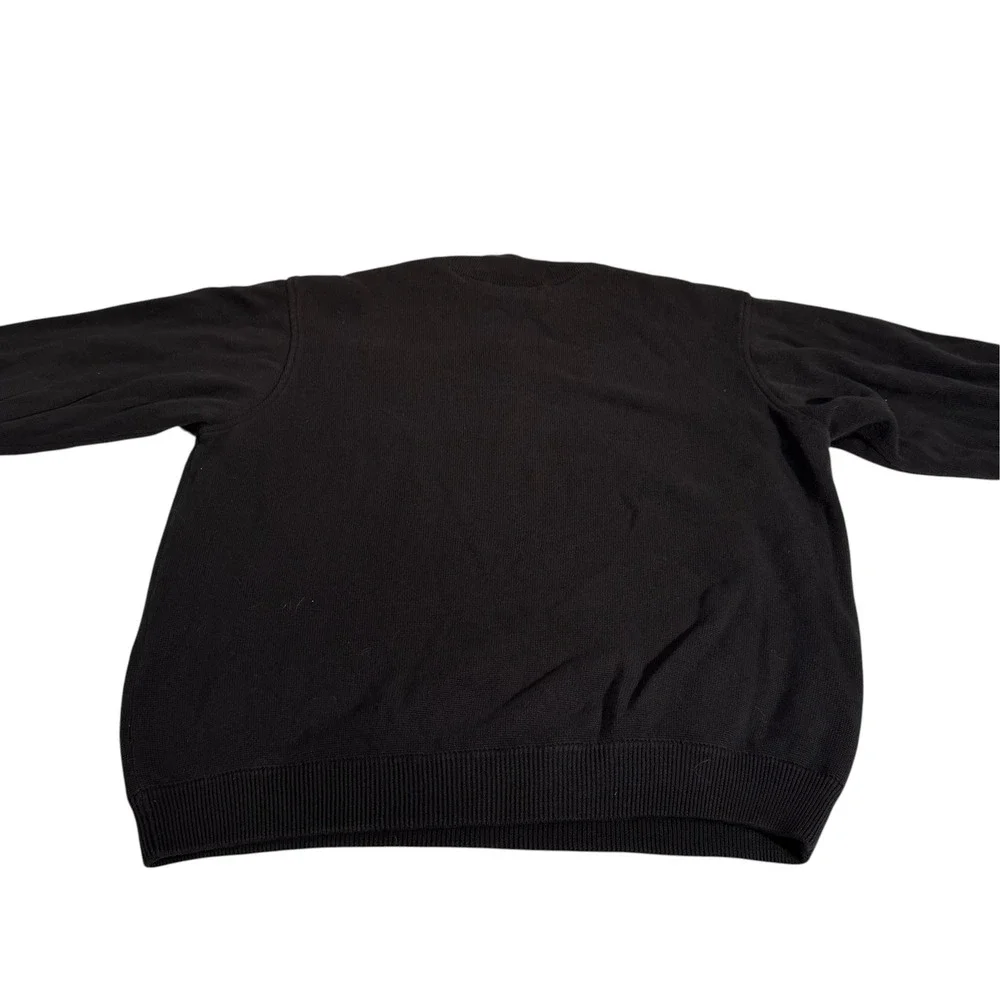 Greg Norman Carolina Panthers Y2K Satin Lined Quarter Zip Sweater Mens L Black
